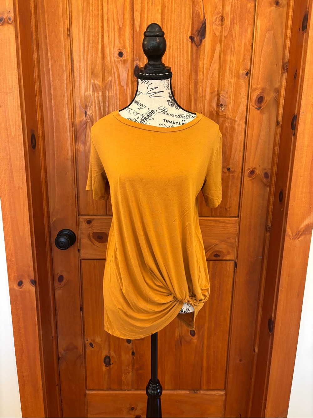 Jackson Rowe Mustard Twist-Front Short Sleeve Tee Size XS